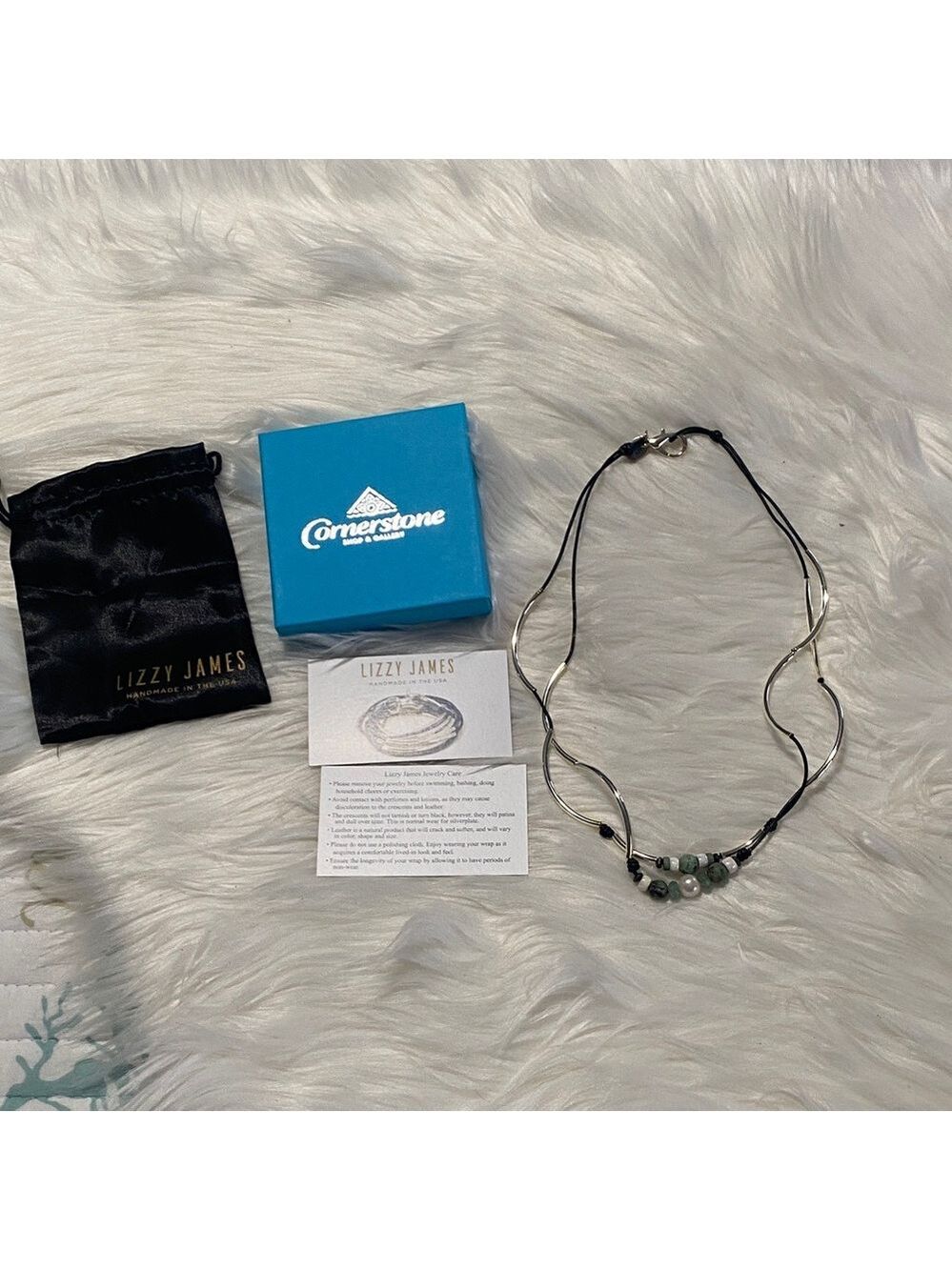 Lizzy James Black and Silver Beaded Necklace